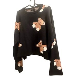 DRESSED IN LALA Young At Heart Cropped Sweater in Teddy Bears